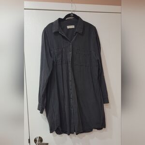 Madewell size 2x distressed black denim shirt dress